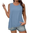 thumbnail image 1 of Plebaso Débardeurs 2025 pour Femmes Amples Décontractés Sans Manches Chandails Col Rond Couleur Unie Tunique d'Été Blouse, 1 of 7