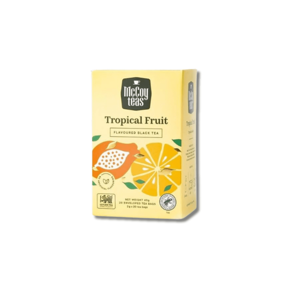 McCoy Teas Tropical Fruit Flavored Black Tea Premium Ceylon Tea from Sri Lanka, 20 Individually Wrapped Tea Bags