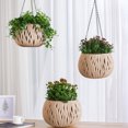 thumbnail image 4 of Zenithome Panier de Plantation Suspendu en Rotin avec Conception de Barrière à l'Eau Empêche la Rotation des Racines Pot de Plante en Plastique Intérieur Extérieur pour Succulentes Lierre, 4 of 6