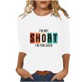 thumbnail image 2 of Chemises pour Femmes Habillées Décontractées, Chemises à Manches 3/4 pour Femmes, Tuniques à Manches Courtes Grande Taille pour Femmes, T-shirt à Manches 3/4 à Col Rond Imprimé Lettres Mode Décontractée pour Femmes, 2 of 5