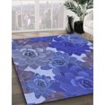 thumbnail image 3 of Ahgly Company Tapis d'Intérieur Lavable en Machine Carré Bleu Transitionnel, 6 Pieds Carré, 3 of 7