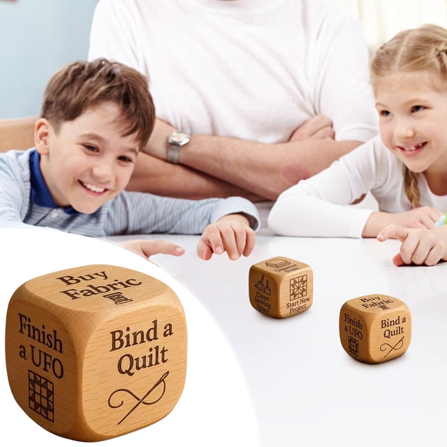 Wooden Decision Dice with 6 Engraved Quilting Tasks, Creative Tool for Quilting Projects, Handmade Fun Sewing Gift for Quilters, Sewists & Craft Lovers,Creatives Quilter’s Decision Dice