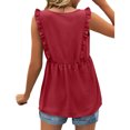 thumbnail image 4 of Timegard Tank Tops for Women Ruffle Sleeveless V Neck Tunic Tops Casual Summer Fashion Solid Color, 4 of 6