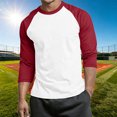 thumbnail image 2 of cllios T-Shirts de Baseball pour Hommes à Manches 3/4 Col Ras du Cou Manches Raglan T-Shirts en Jersey à Blocs de Couleur Hauts Athlétiques Décontractés P-4TG, 2 of 6