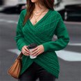 thumbnail image 1 of VgaVtl Chunky Ladies Sweaters V-Neck Long Sleeve Fall Sweaters Women Plus Green Fitted Knit Slim Solid Color Sweaters, 1 of 8