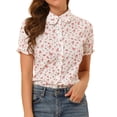 thumbnail image 1 of INSPIRE CHIC Chemise à Manches Courtes pour Femme en Coton à Imprimé Floral avec Col Peter Pan, 1 of 6