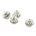 thumbnail image 1 of 100 Pieces Rhinestone Beads Hollow-out DIY Metal  Ball Bead Handmade Popular Jewelry Supplies Making Findings Parts Silver/Rhinestone 12mm, 1 of 7