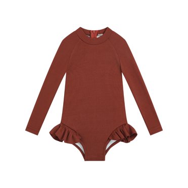 Pisexur Girls Swimsuits , Maillot de Bain Fille Bébé, Maillots de Bain Manches Longues une Pièce Protection Solaire UPF50+ Enfants Tout-Petits Fermeture Éclair 6m-6ans