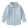 thumbnail image 1 of vdgthytj Toddler Baby Boys Girls Button down Shirts Kids Collared Long Sleeve Uniform Dress Shirt Tops Spring Fall Clothes, 1 of 6