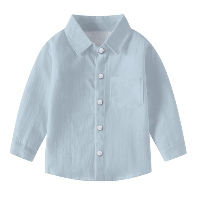 vdgthytj Toddler Baby Boys Girls Button down Shirts Kids Collared Long Sleeve Uniform Dress Shirt Tops Spring Fall Clothes