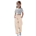 thumbnail image 1 of WENXIAOO Teen Boys Sweatpants Adjustable Drawstring Casual Pants With Pockets Solid Color Beige Boys School Pants Kids Spring Fall Pants Size 11-12 Years, 1 of 7
