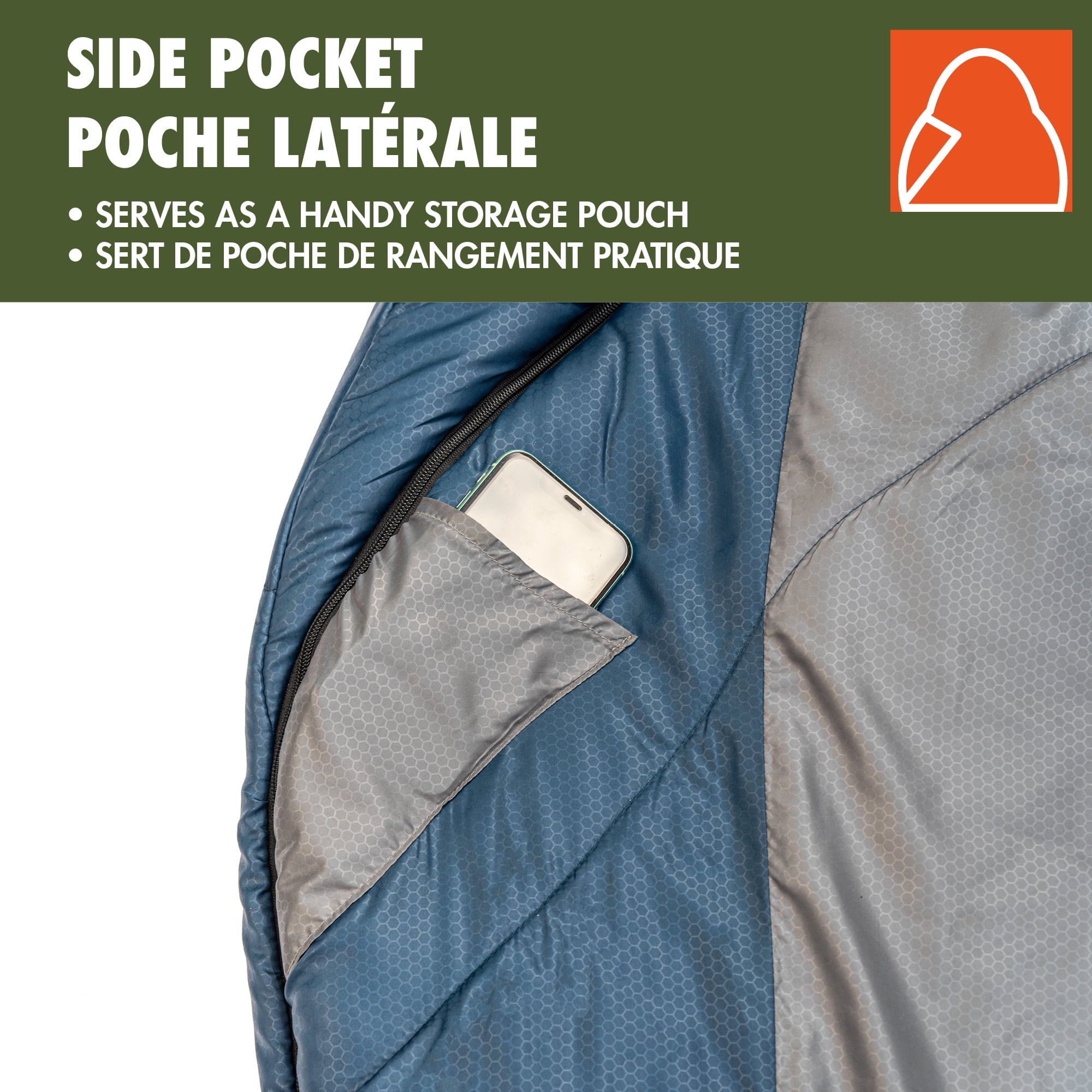 Ozark Trail - Sac de Couchage - Sarcophage -10℃, Polyester, Couleur Gris et Bleu, 86 x 229 cm, avec Sac de Transport par Compression