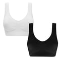 thumbnail image 1 of AherBiu Plus Size 2PCS Tank Tops for Women Full Coverage Padded Bras Push up Solid Color Bras Plain Basic Bralette, 1 of 6