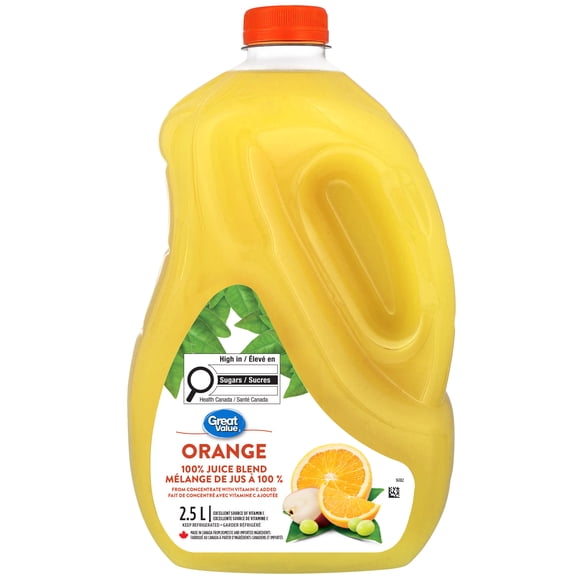 Great Value Orange 100% Juice Blend from Concentrate with Vitamin C Added