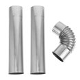 thumbnail image 1 of 3 Pcs Flue Chimney Extension Tube Silver for Home Heating 23.97X5.50X2.16in, 1 of 9
