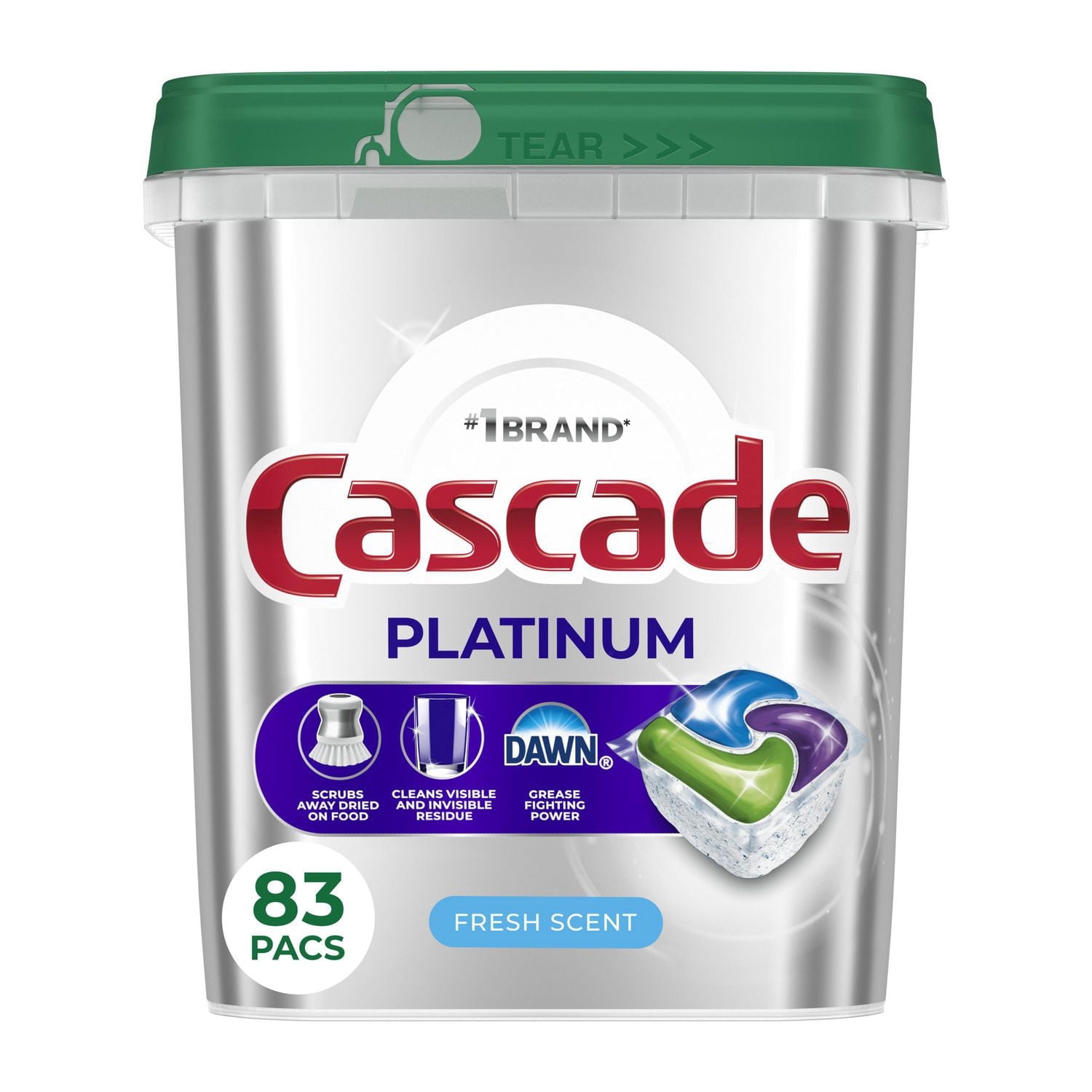 Cascade Platinum Dishwasher Pods, Dishwasher Detergent, Dish Detergent Soap, Fresh 83CT