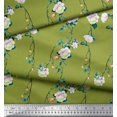 thumbnail image 2 of Soimoi Modal Satin Fabric Leaves & Peony Floral Decor Fabric Printed Yard 42 Inch Wide, 2 of 5