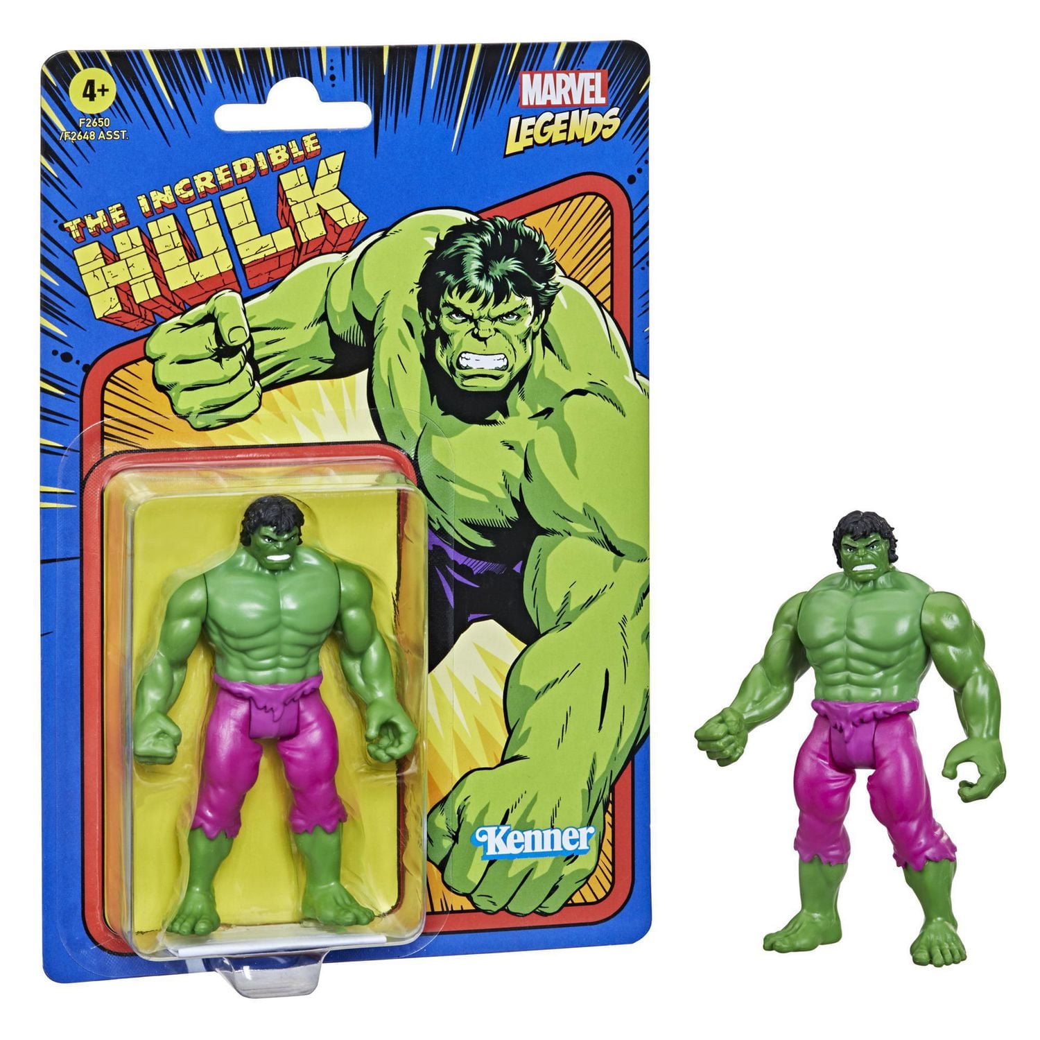 Hasbro Marvel Legends Series, figurine de collection retro Hulk de 9,5 cm