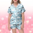 thumbnail image 2 of Ensemble de Pyjama en Satin pour Petites Filles, Ensemble de Pyjama pour Enfants à Boutons, Tenue d'Intérieur Classique, Pyjamas de Noël pour Enfants 8-10 Ans, 2 of 5