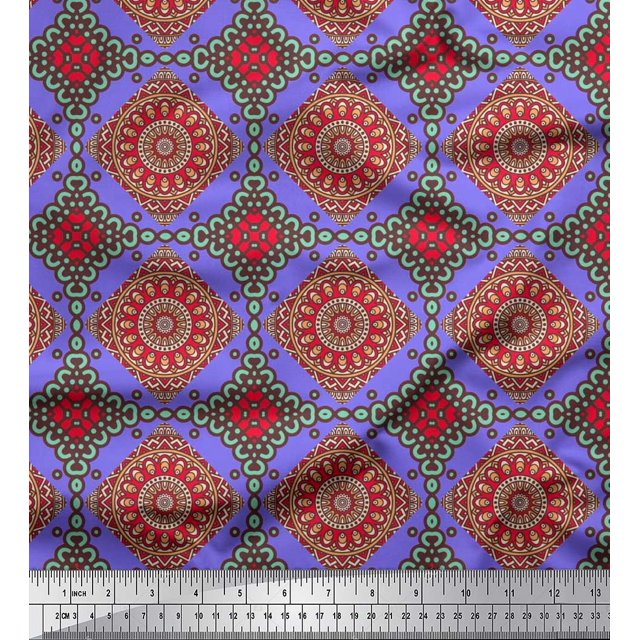 Soimoi Georgette Viscose Fabric Floral Mandala Fabric Prints by Yard 42 Inch Wide