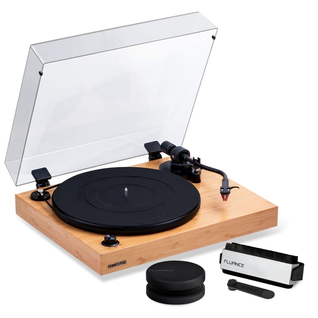 Fluance RT83 Reference High Fidelity Vinyl Turntable Record Player with Ortofon 2M Red Cartridge, Speed Control Motor, Record Weight, 3 in 1 Stylus and Record Cleaning Vinyl Accessory Kit