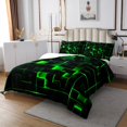 thumbnail image 2 of YST Green Black Pastel Bedspread Set, Geometric Neon Square Coverlet Set King For Bedroom, Stereoscopic Geometry Grid Quilt Set Modern Abstract Bedding Set, 2 Pillow Cases, 2 of 3