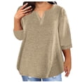thumbnail image 1 of AherBiu Plus Size T Shirts for Women V Neck Loose Comfy Basic Tees Summer Workout Oversized Tshirt Tops, 1 of 5