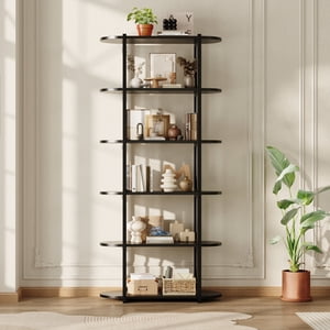 Bookshelf, 6 Tier Book Shelf, Tall Bookcase, Industrial Large Bookshelves Rustic Book Case with Open Metal Frame for Office, Bedroom, Farmhouse, Living Room