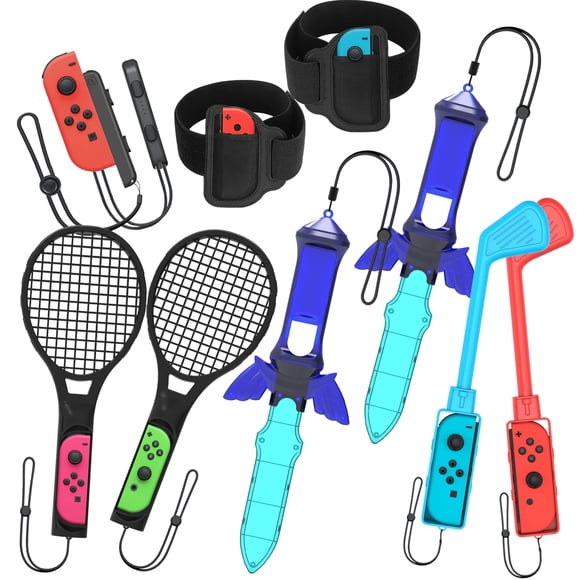 Numskull Nintendo Switch Ensemble Sport Méga Bundle - Conçu pour les Utilisateurs de Console OLED Lite - Clubs de Golf Brassards Raquettes et Plus - Accessoire de Manette pour Gamer