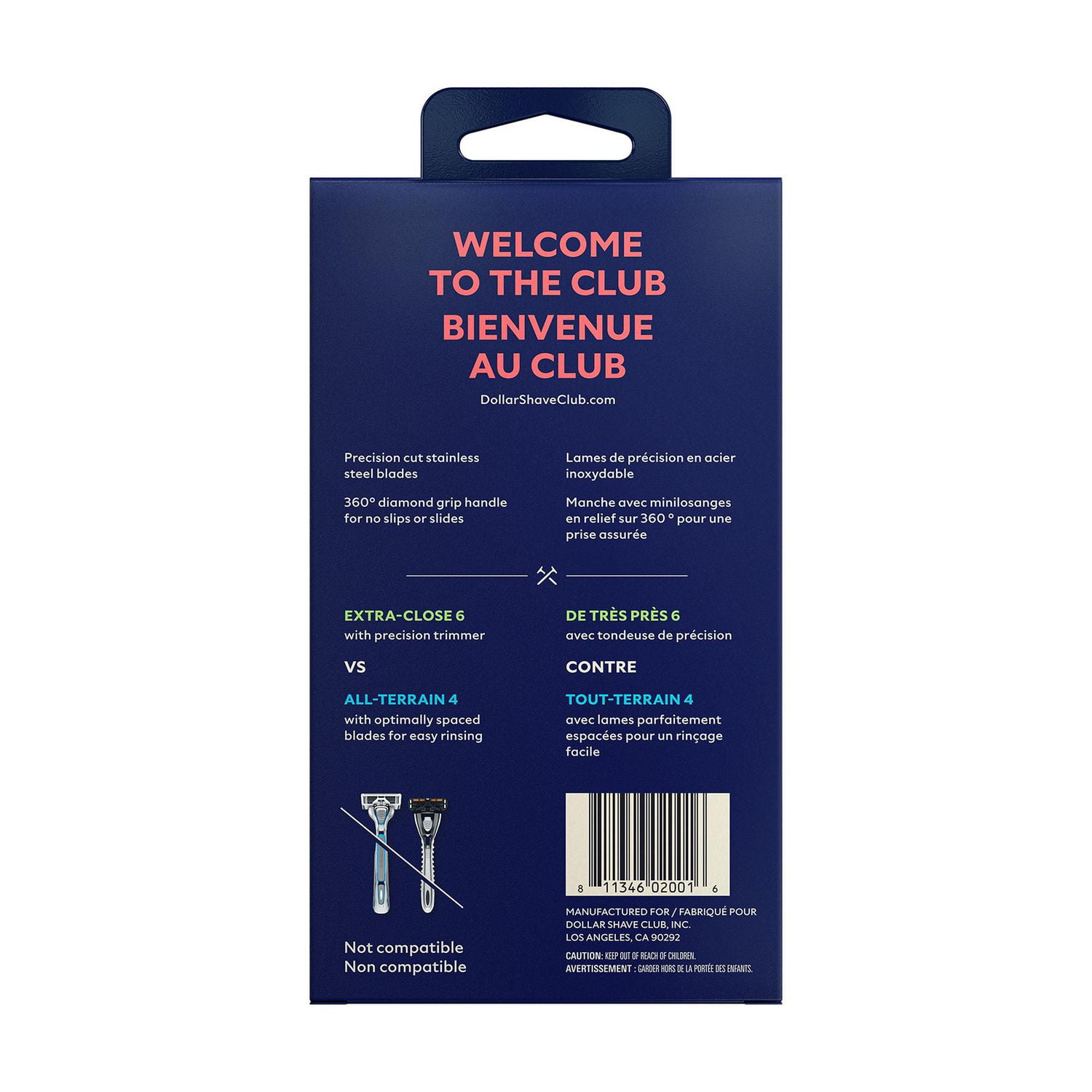 Ensemble de cartouches rasoir à 1x6 lames vs 1x4 lames Dollar Shave Club