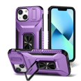 thumbnail image 1 of For iPhone 13 Mini Slim Fit Shockproof Hybrid with Slide Camera Cover & Rotated Ring Kickstand, [Military-Grade] Phone Case For iPhone 13 Mini 5.4",Purple,For iPhone 13 Mini, 1 of 8