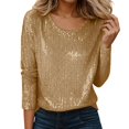thumbnail image 1 of Haut à Paillettes de Célébration à Manches Longues et Col Rond pour – Chandail Décontracté Prêt pour Fête avec T-Shirts Scintillants pour Femmes Or TG, 1 of 5