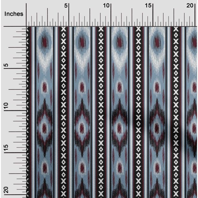 oneOone Georgette Viscose Fabric Stripe & Geometric Ikat Fabric Prints By Yard 42 Inch Wide