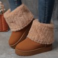 thumbnail image 3 of Bottes de Neige Mi-Mollet à Revers Duveteux pour Femmes 2025 Mode en Suède Bout Rond Plateforme Plates Talon Bas Bottines Courtes d'Hiver, 3 of 6