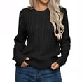 thumbnail image 1 of Mrat Chandails pour Femme pour l'Hiver Chandail à Col Rond pour Femme Mode Décontractée Chandail à Manches Longues Tricot Manches Longues Chandail d'Automne S-179 Noir G, 1 of 5