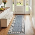 thumbnail image 2 of Garvee 2x6 Modern Bordered Runner Rugs Floral Print Rug, Ultra-Soft Low Pile Non Slip Carpet Washable Stain Resistant Rug for Hallway Kitchen Laundry Bedroom, Grey, 2 of 8