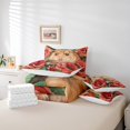 thumbnail image 4 of Ensemble Douillette 7 Pcs Cochon d'Inde Lit Double Tout-en-un, Ensembles de Literie Kawaii Cavy Draps de Lit Roses Rouges, Ensemble de Draps Animaux Sauvages Mignons avec Douillette, 4 of 6