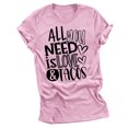 thumbnail image 1 of RKSTN Hauts pour Femmes Saint-Valentin Cœur d'Amour Lettres Imprimées Mode Blouse Confortable Hauts Tempérament Couleur Unie Col Rond Manches Courtes Hauts, 1 of 5