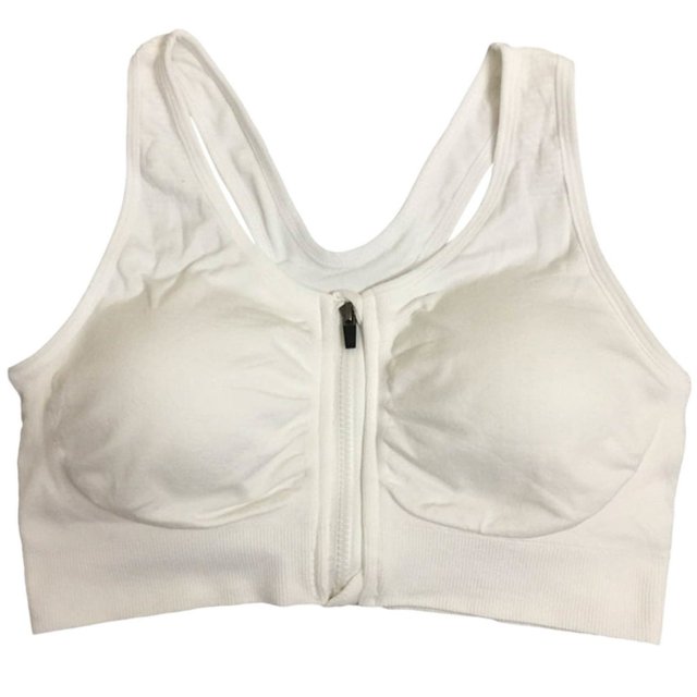 KEINXS Womens Zipper Front Fastening Bra Post Surgery Support Bra with Removable Pads