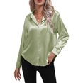 thumbnail image 3 of Innerwin Shirts Long Sleeve Ladies Tunic Tops Office Button Down Soft Blouse Light Green XL, 3 of 5