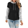 thumbnail image 4 of MeetoTime Women's Color Block Hoodie Fall Fleece Long Sleeve Crew Neck Oversized Hooded Sweatshirt Pullover Tops, 4 of 6