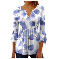 thumbnail image 2 of Blouses pour Femmes, T-shirt Imprimé Mode Manches 3/4 Blouse Col en V Hauts Décontractés, 2 of 5