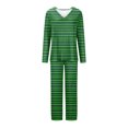 thumbnail image 4 of Timegard Ensembles de Pyjamas pour Femmes 2 Pcs à Rayures Manches Longues Col en V Haut Froncé et Pantalon Tenues de Pjs d'Automne, 4 of 5