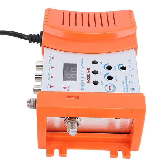 AV to RF Modulator, VHF UHF PAL NTSC Sound Video Modulator with Adjustable Output Power, for Satellite Receivers Cameras Video Game Consoles CCD Cameras