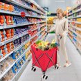 thumbnail image 2 of Costway Folding Shopping Cart Utility with Water-Resistant Removable Canvas Bag Red, 2 of 10