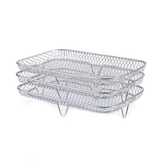 Vwrxbz 304 Stainless Steel Three Layer Dehydration Rack Stackable Drying Rack with Elevated Corners and Clips for Air Fryer