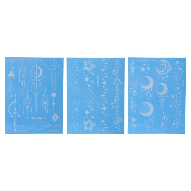 Unique Bargains Christmas 3 Pcs Luminous Fake Tattoos Moon Pattern Temporary Tatto for Adult Fluorescent Blue