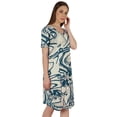 thumbnail image 3 of Moomaya Robe Midi en Jersey de Coton Imprimé pour Femmes, Col en V, Été, Manches Courtes, Longueur Genou, 3 of 4