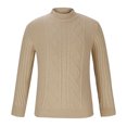 thumbnail image 3 of Styesk Mens Sweater Solid Color Pullover Sweater Comfy Soft Oversized Sweater Cable Knit Crewneck Sweater Casual Loose Sweaters with Ribbing Edge, 3 of 7
