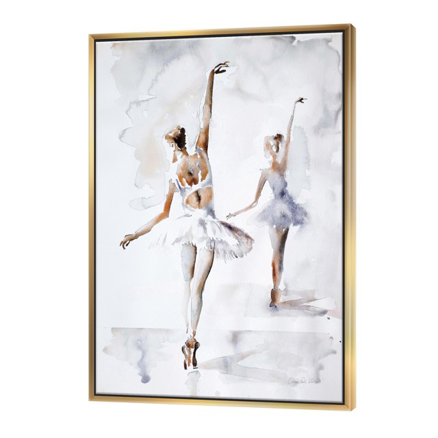 Ballerines Aquarelle Danse II - Toile Encadrée Campagnarde Française